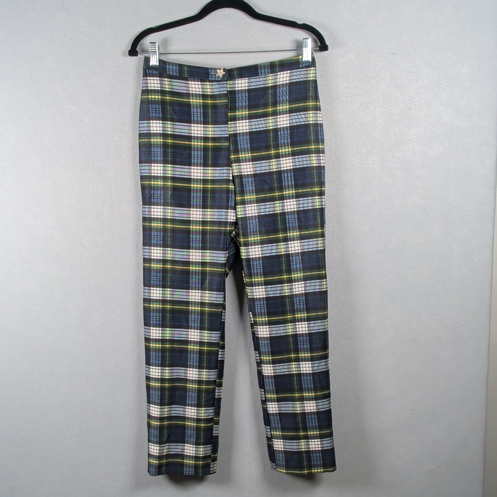 Alexia Admor Womens 4 Plaid Pants Green Blue Tartan Dark Academia Preppy P178 - Picture 9 of 9